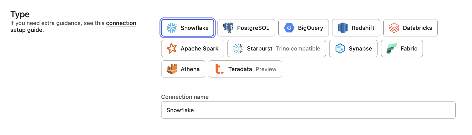 dbt - Choose Snowflake Connection